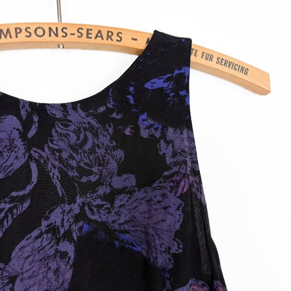 Aritzia Wilfred Black Purple Floral Tank Top Blouse Small - Picture 2 of 6